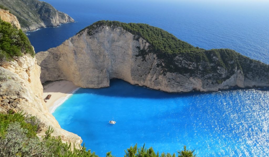 blue water beach in greece