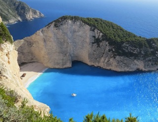 blue water beach in greece small